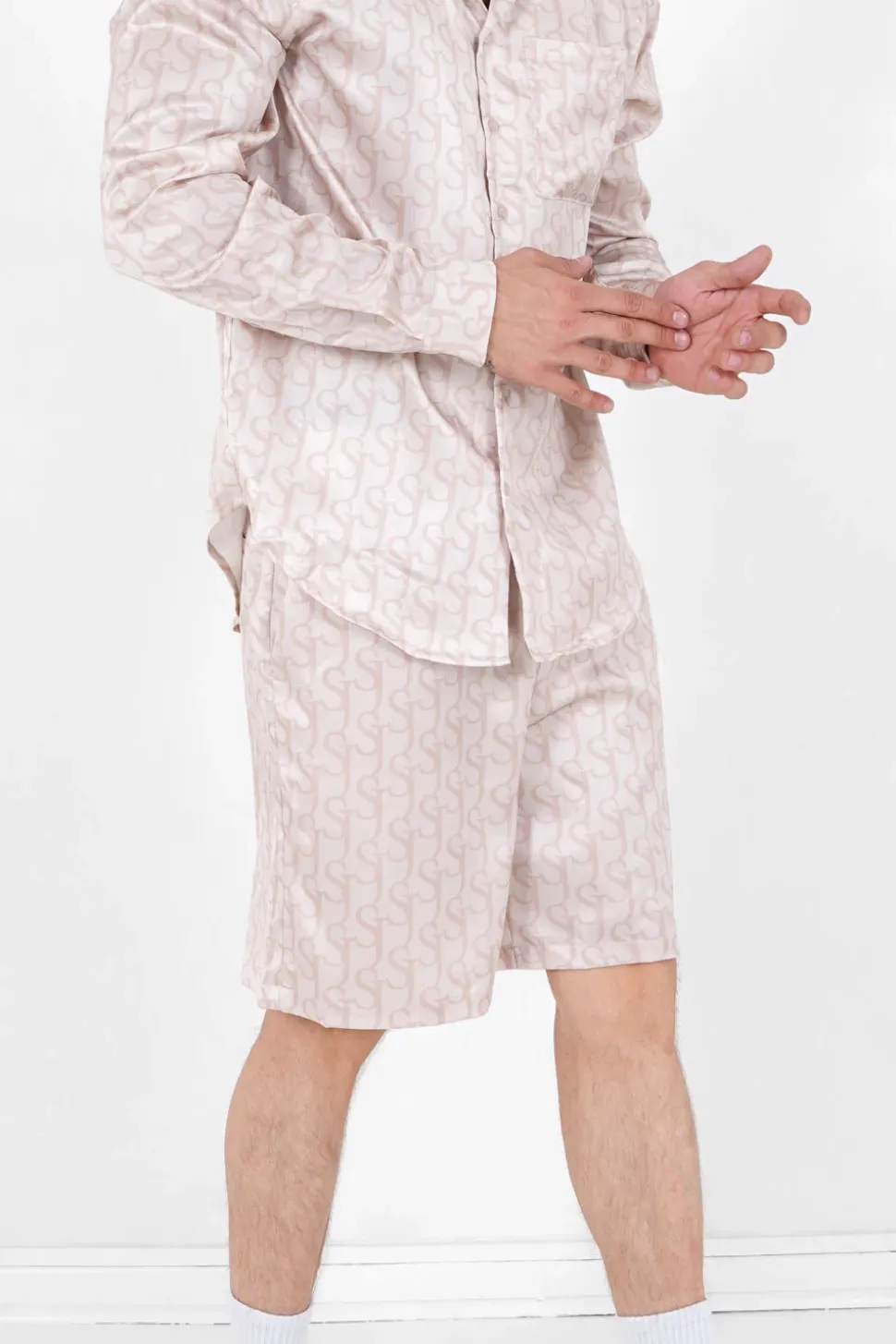 Short Satine Monogramme Beige