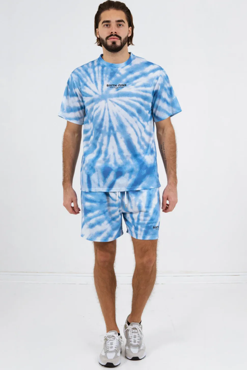 Short Tie Dye Logo Bleu