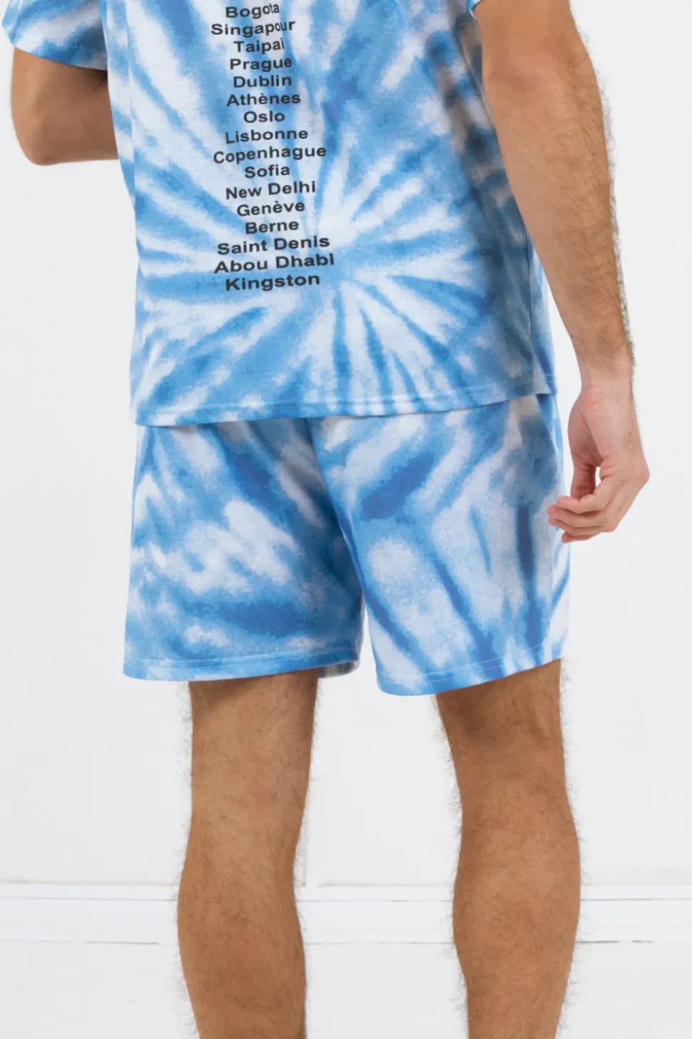 Short Tie Dye Logo Bleu