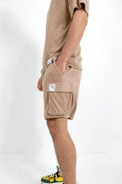 Short Tissu Bouclette Beige Fonce
