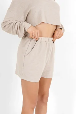 Short Tissu Bouclette Beige Clair