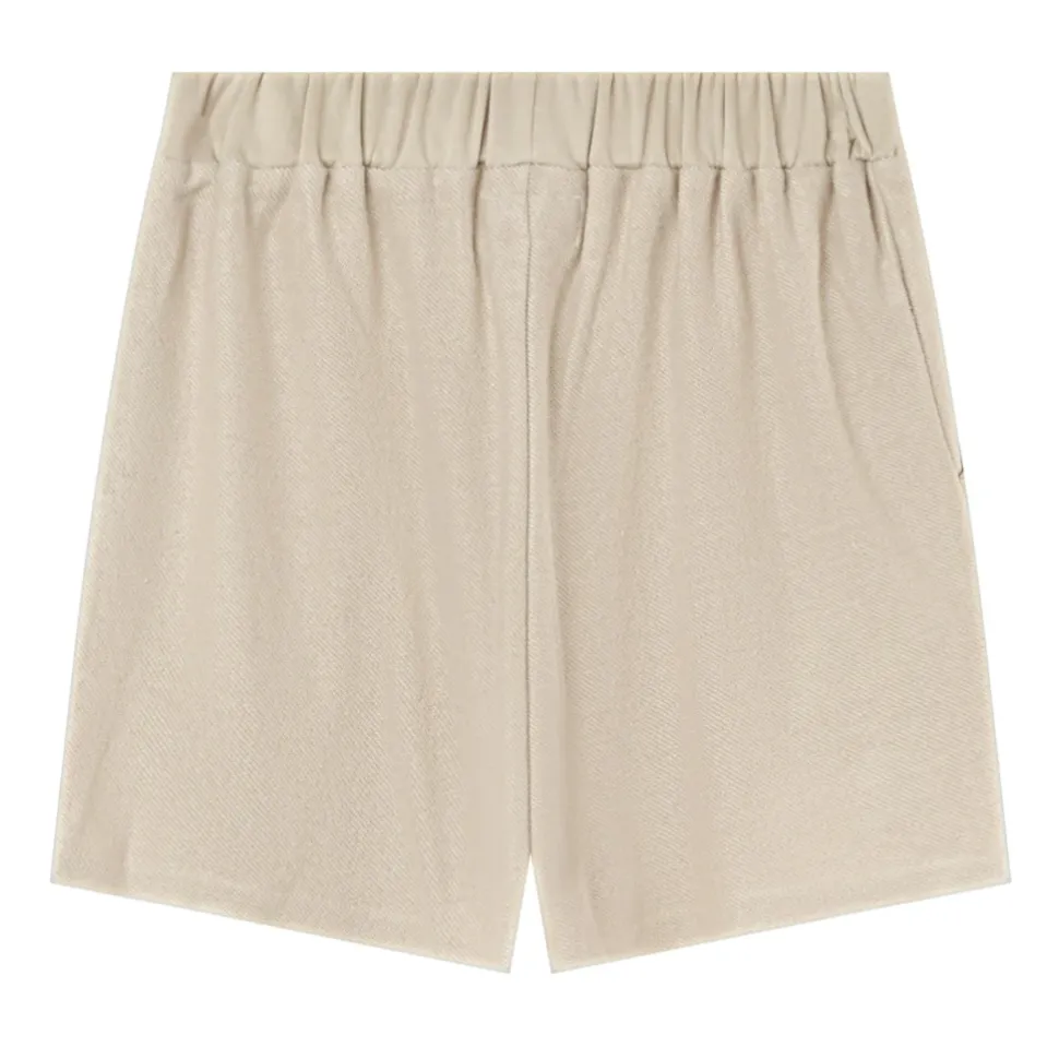 Short Tissu Bouclette Beige Clair
