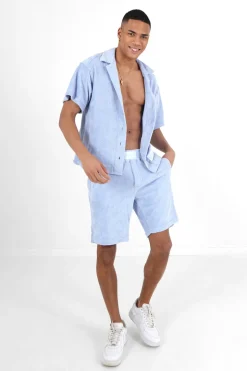 Short Towel Monogramme Bleu Clair