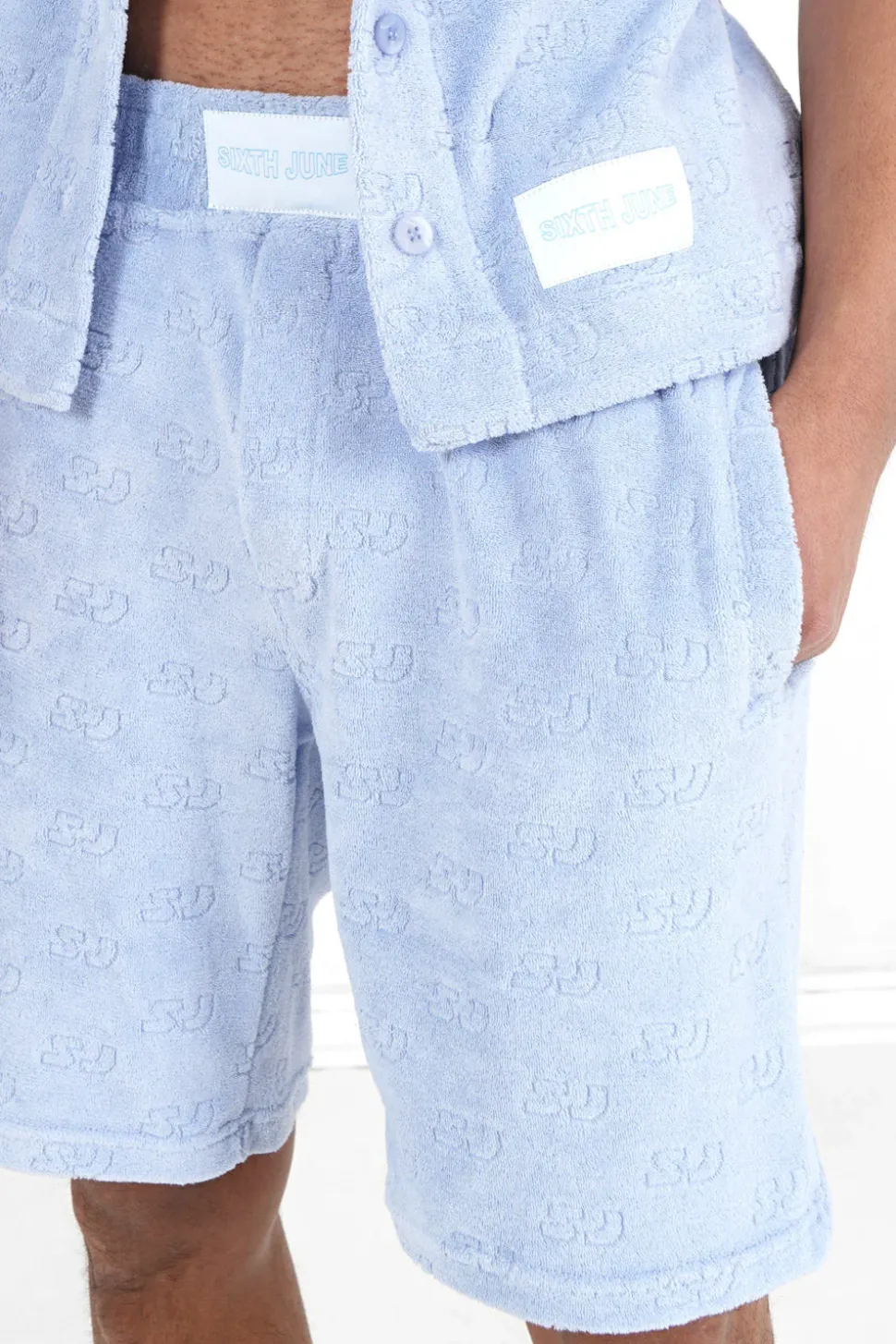 Short Towel Monogramme Bleu Clair