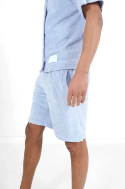 Short Towel Monogramme Bleu Clair