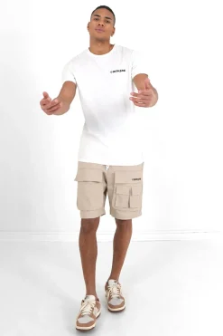 Short Utilitaire Logo Beige