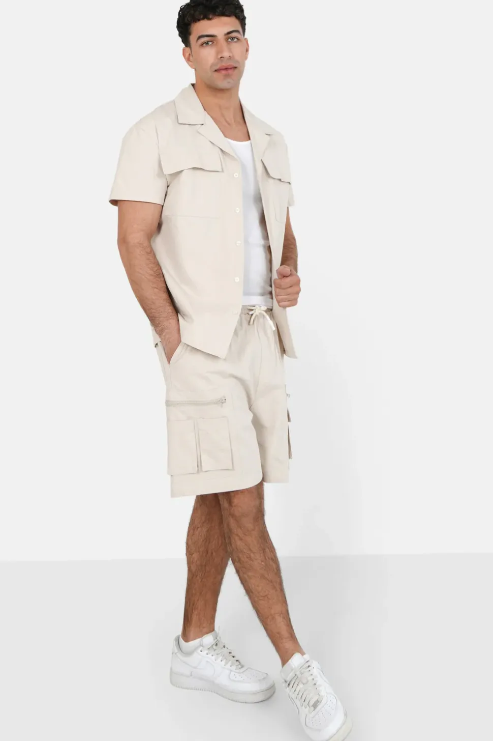 Short Utilitaire Poches Beige