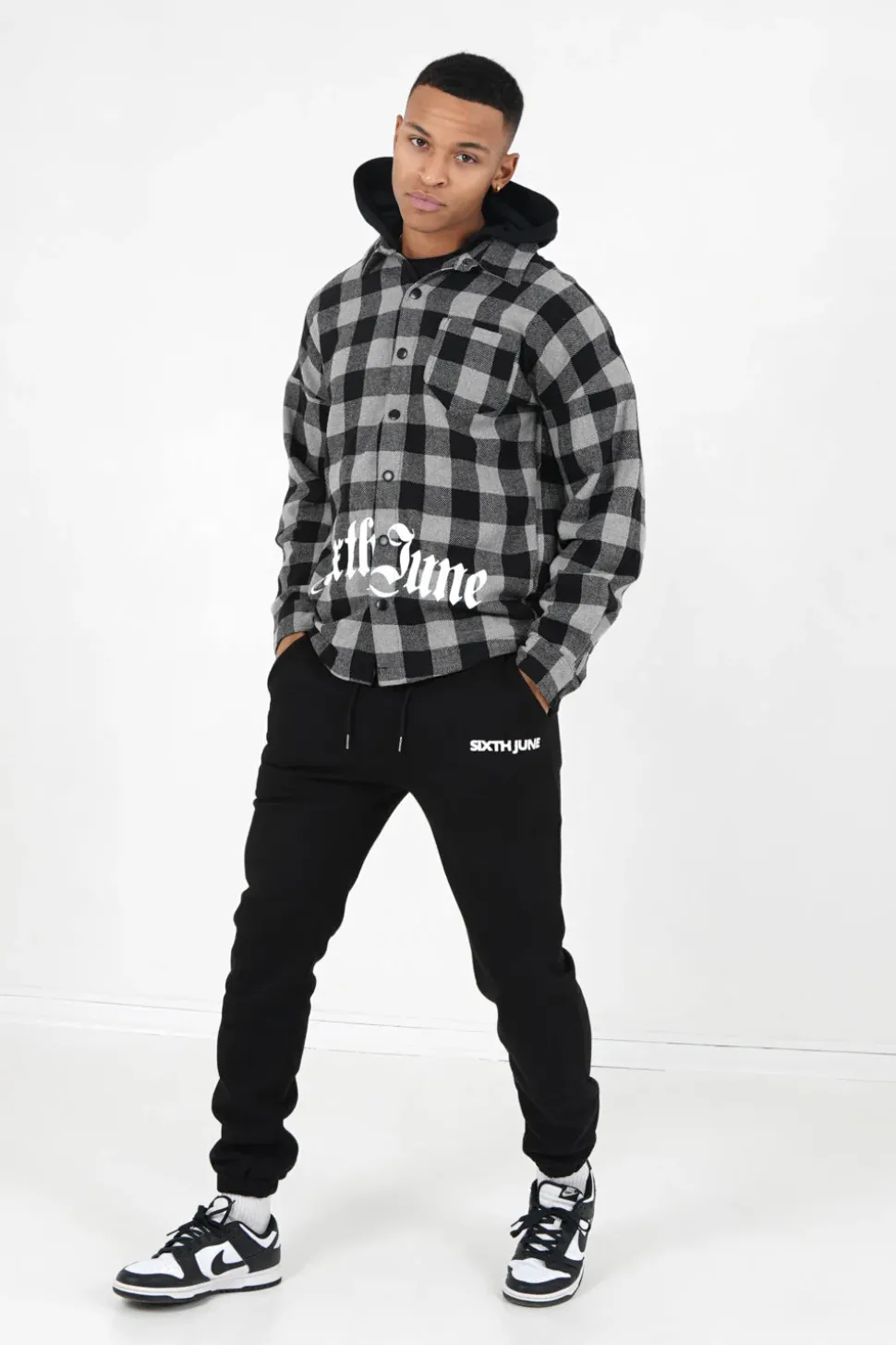 Surchemise Tartan Capuche Gris