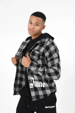 Surchemise Tartan Capuche Gris