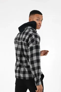 Surchemise Tartan Capuche Gris