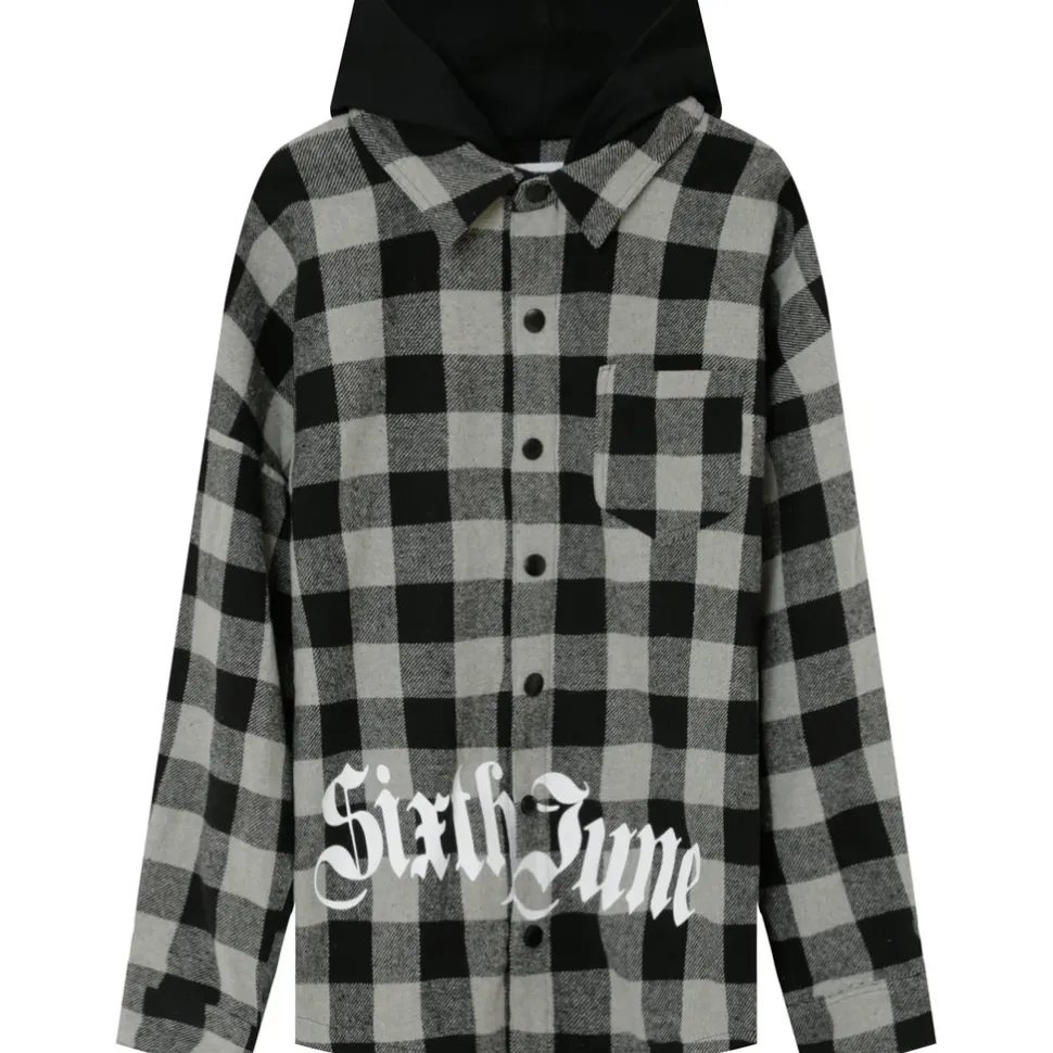 Surchemise Tartan Capuche Gris