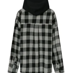 Surchemise Tartan Capuche Gris