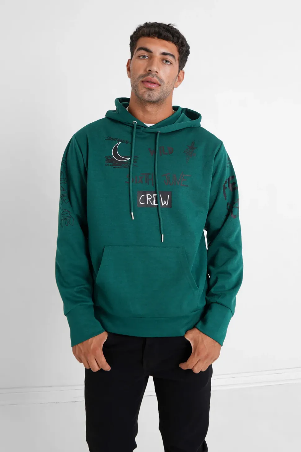 Sweat A Capuche Crew Vert Fonce