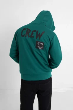 Sweat A Capuche Crew Vert Fonce