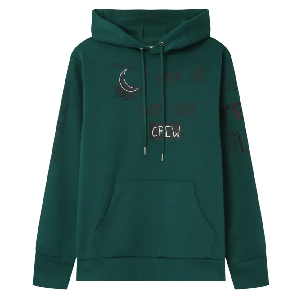 Sweat A Capuche Crew Vert Fonce