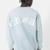 Sweat Broderies Crew Oversize Bleu Clair