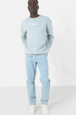 Sweat Broderies Crew Oversize Bleu Clair