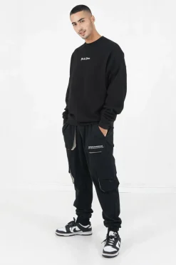 Sweat Broderies Crew Oversize Noir
