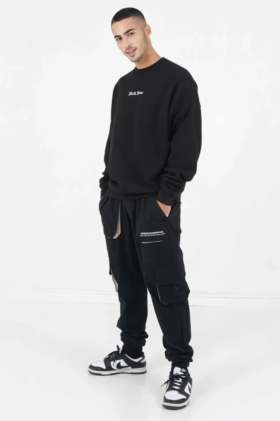 Sweat Broderies Crew Oversize Noir