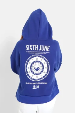Sweat Capuche Astrologie Chinese Bleu Fonce