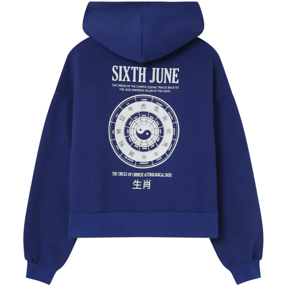 Sweat Capuche Astrologie Chinese Bleu Fonce
