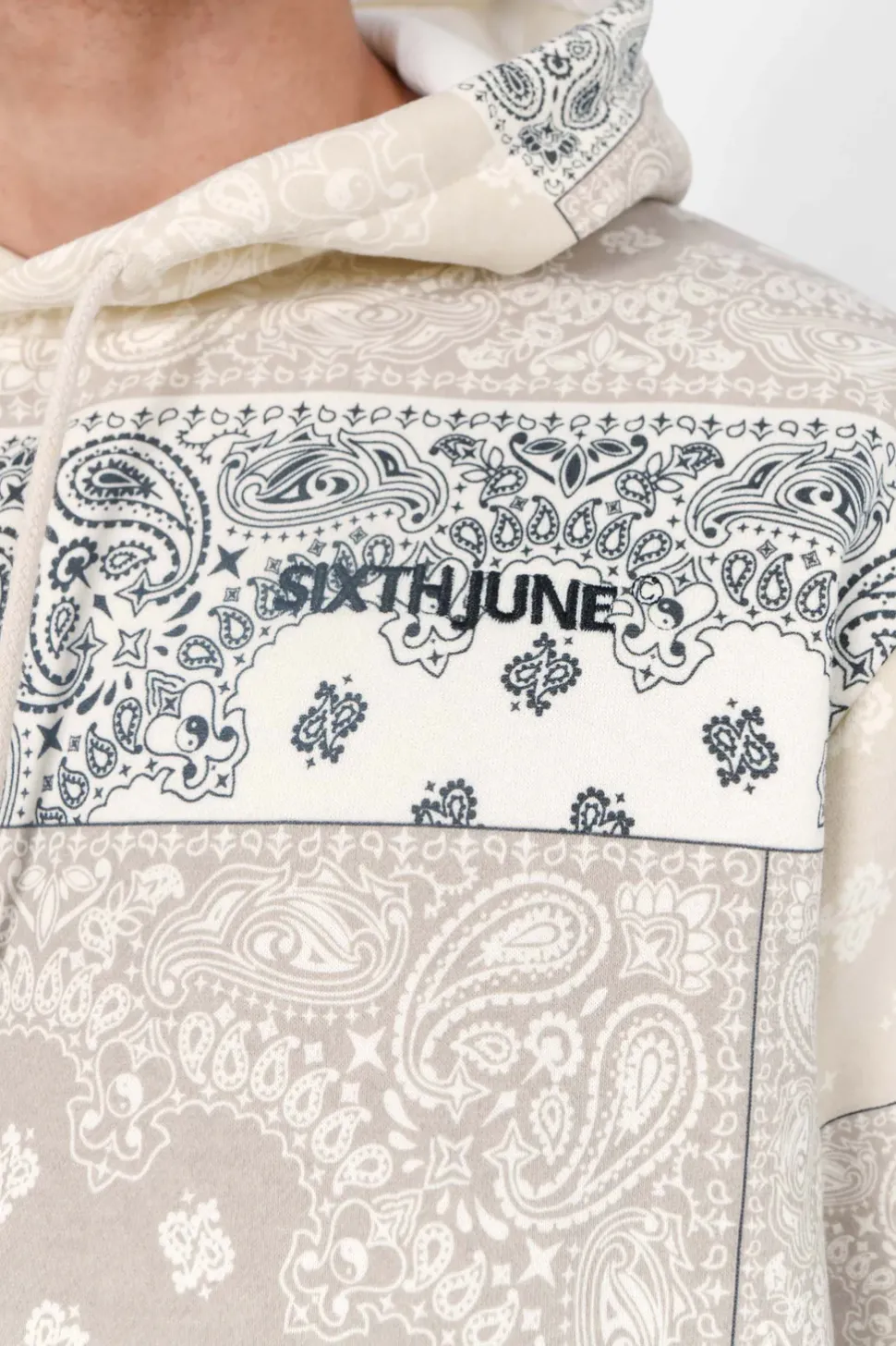 Sweat Capuche Bandana Patchwork Beige