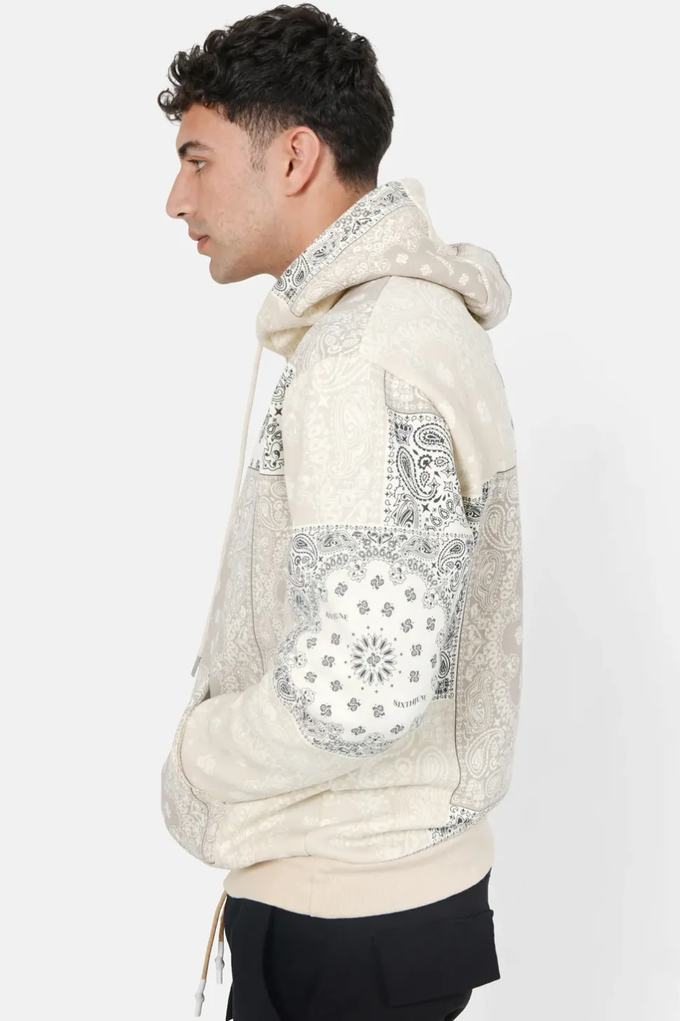 Sweat Capuche Bandana Patchwork Beige