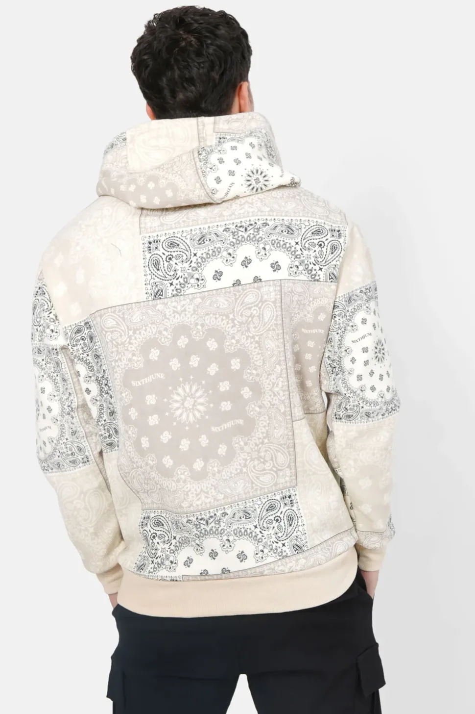 Sweat Capuche Bandana Patchwork Beige