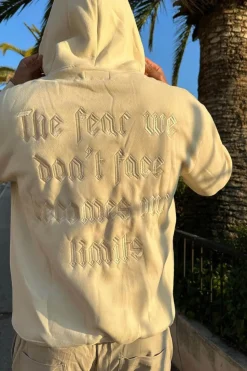 Sweat Capuche Citation Molletonne Beige