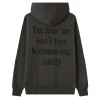 Sweat Capuche Citation Molletonne Gris Fonce