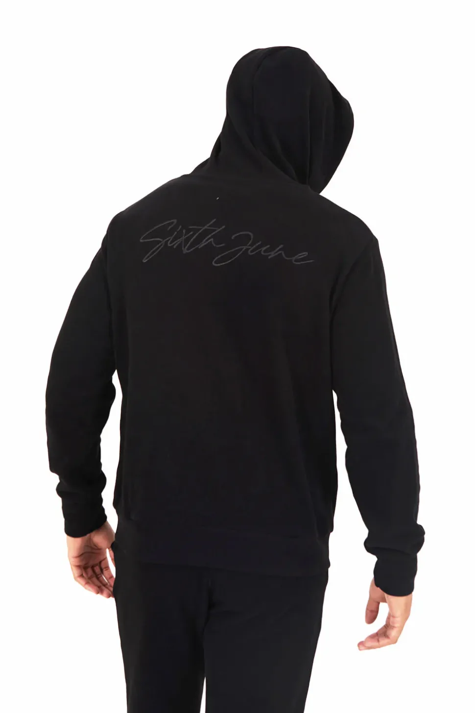 Sweat Capuche Cotele Cordon Noir