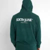 Sweat Capuche Cotele Patch Vert Fonce