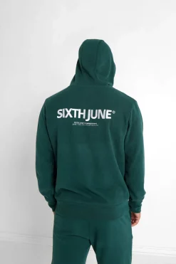 Sweat Capuche Cotele Patch Vert Fonce