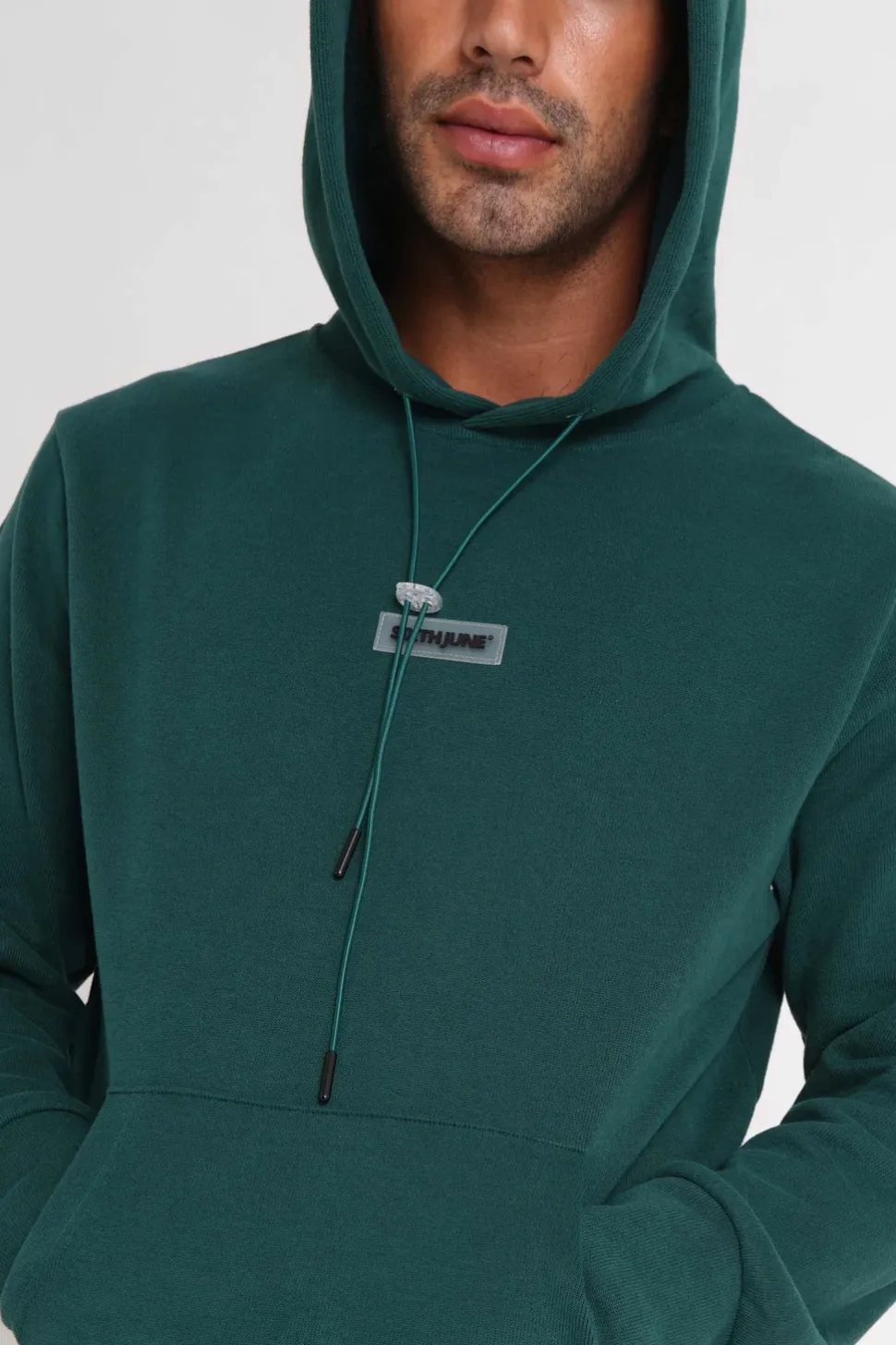 Sweat Capuche Cotele Patch Vert Fonce
