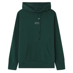 Sweat Capuche Cotele Patch Vert Fonce