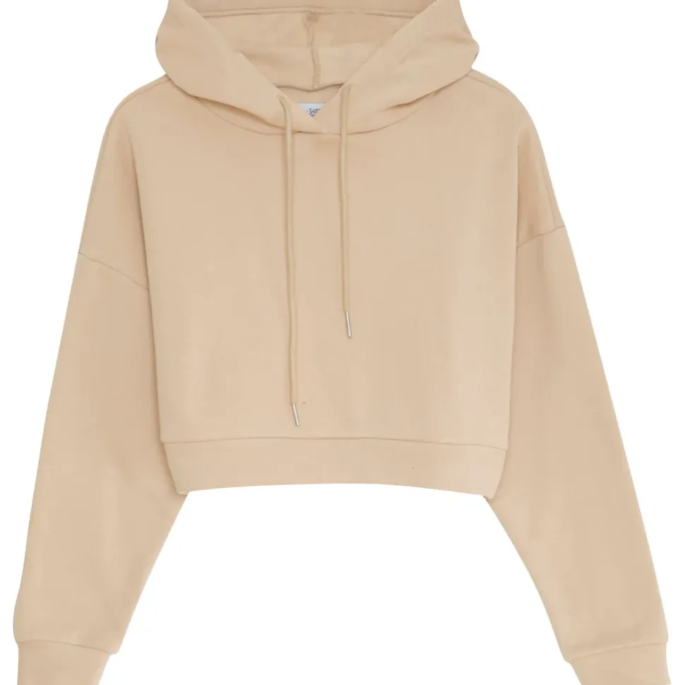 Sweat Capuche Court Logo Beige Clair