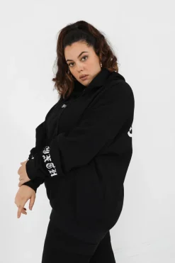 Sweat Capuche Crew Manches Curve Noir