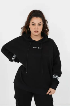 Sweat Capuche Crew Manches Curve Noir