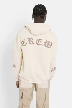 Sweat Capuche Crew Molletonne Beige