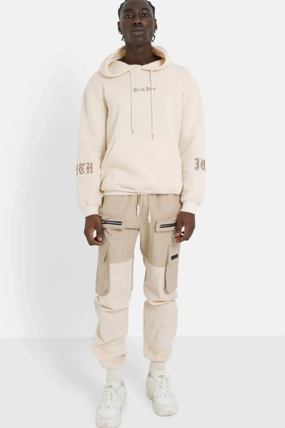 Sweat Capuche Crew Molletonne Beige