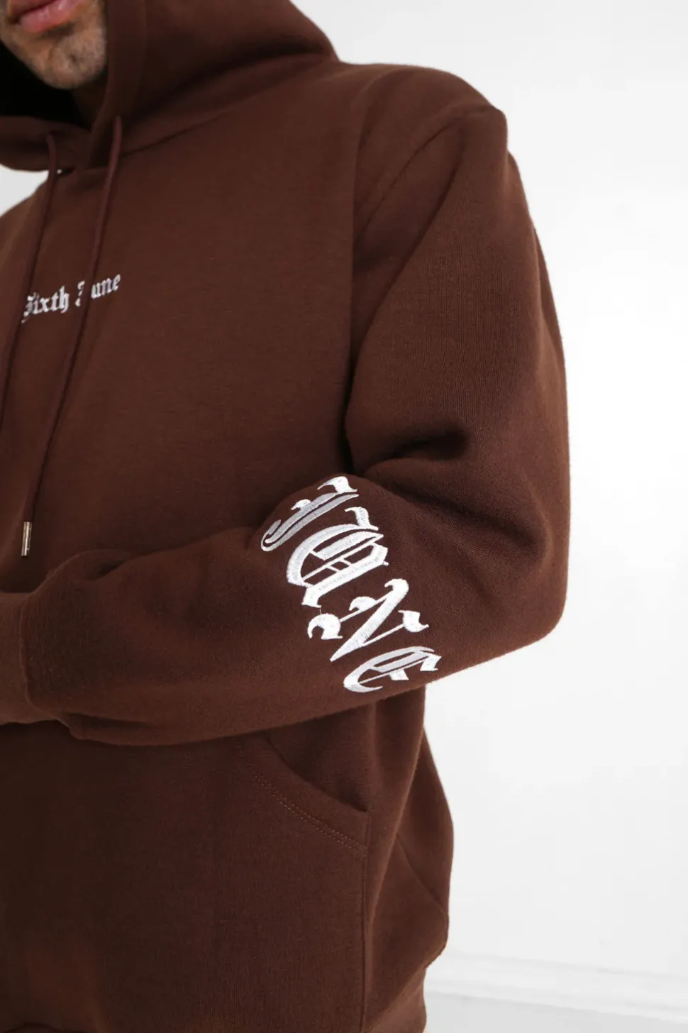 Sweat Capuche Crew Molletonne Marron Fonce