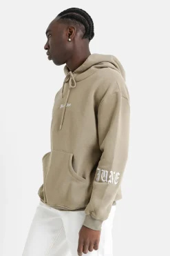 Sweat Capuche Crew Molletonne Vert Kaki