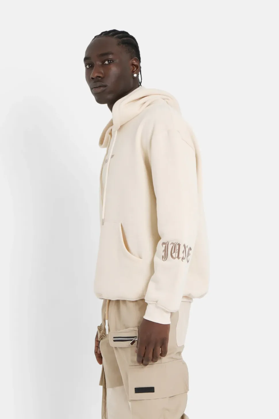 Sweat Capuche Crew Molletonne Beige