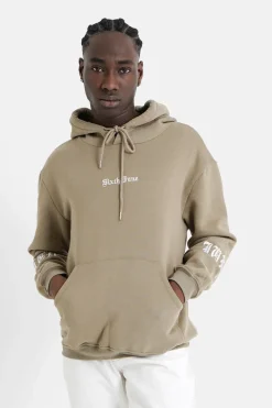 Sweat Capuche Crew Molletonne Vert Kaki