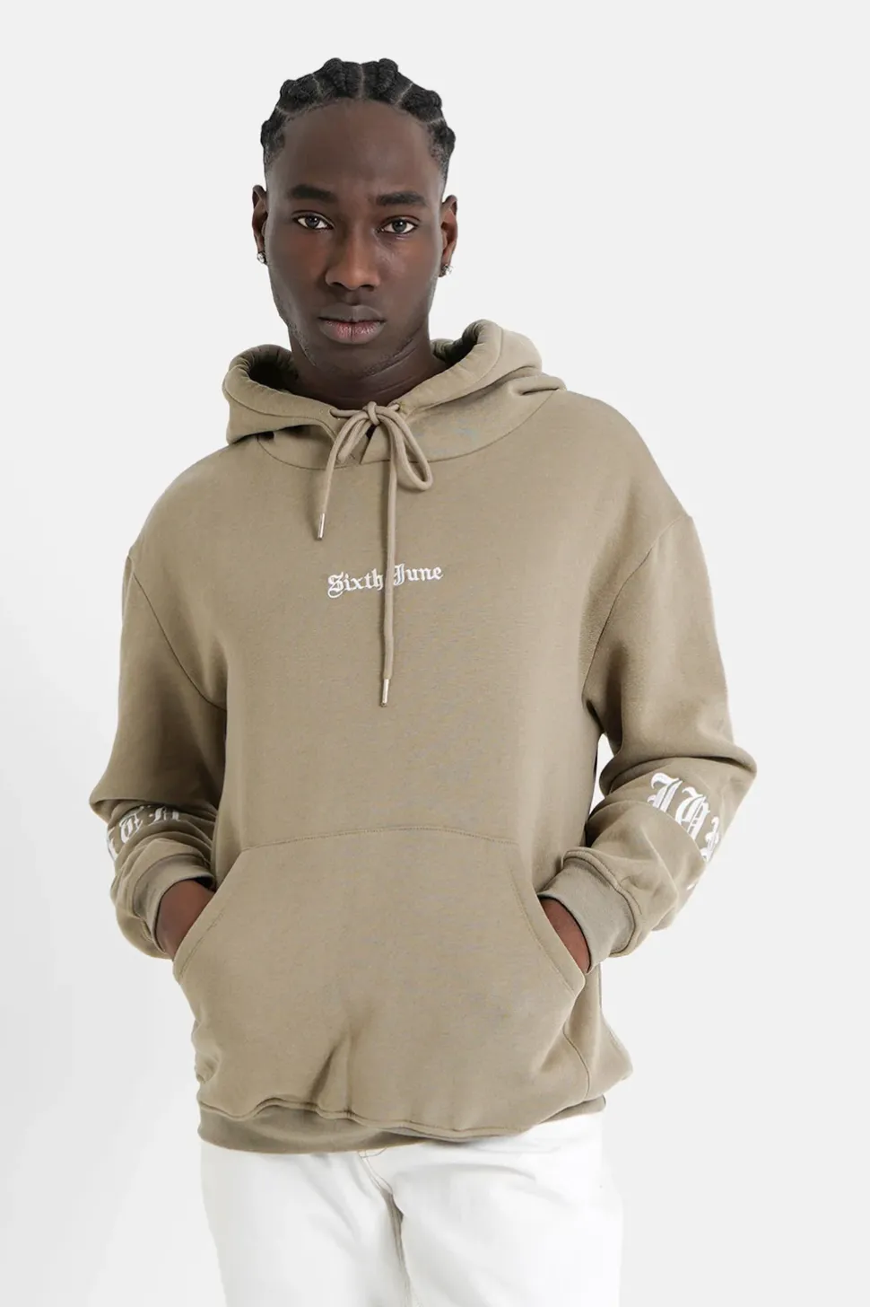 Sweat Capuche Crew Molletonne Vert Kaki
