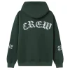 Sweat Capuche Crew Molletonne Vert Fonce