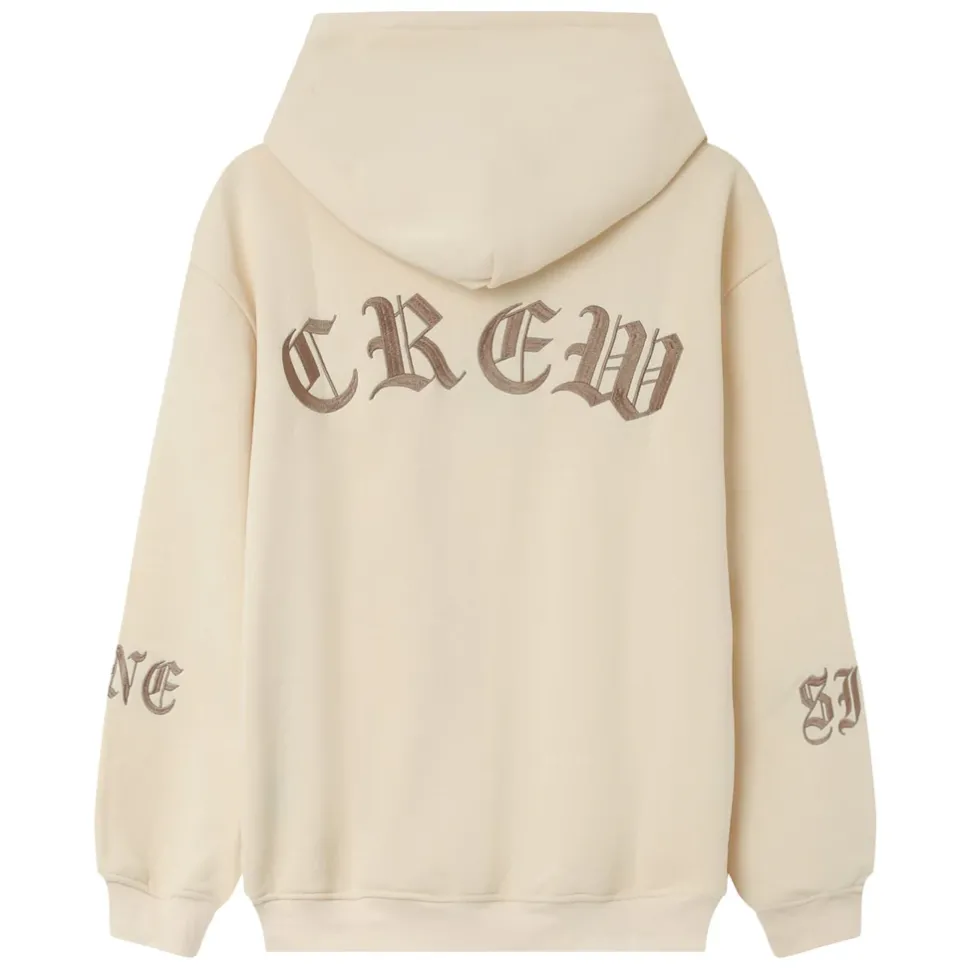 Sweat Capuche Crew Molletonne Beige