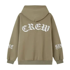 Sweat Capuche Crew Molletonne Vert Kaki