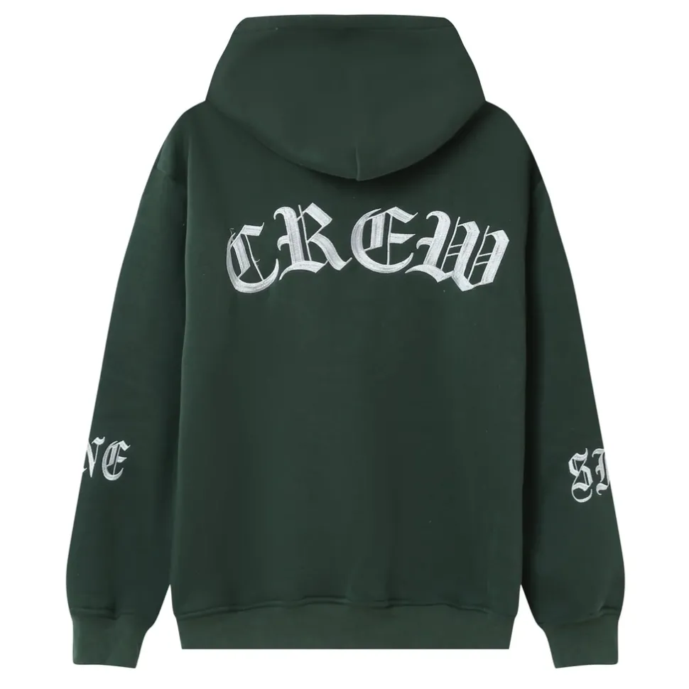 Sweat Capuche Crew Molletonne Vert Fonce