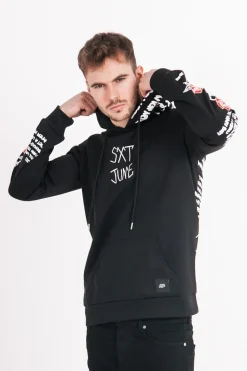 Sweat Capuche Imprime Tete De Mort Noir Blanc